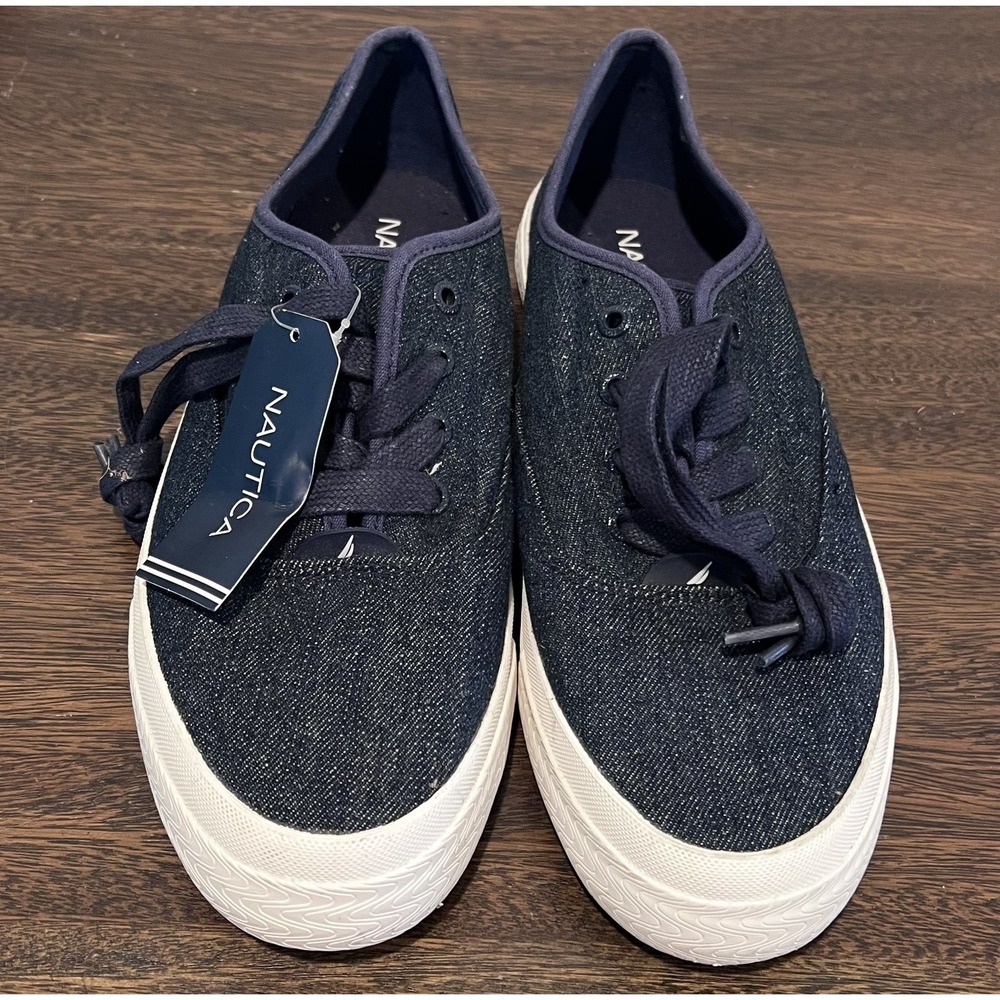Nautica Deckloom Indigo Denim‎ textile upper Laced Oxford Men's Shoes SIZE 9.5